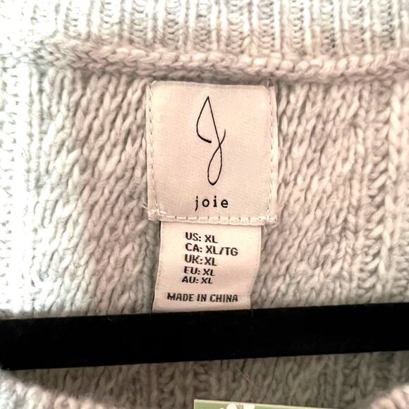 NWT Joie Cable Knit Light Gray Pullover Sweater SZ XL - Picture 3 of 6